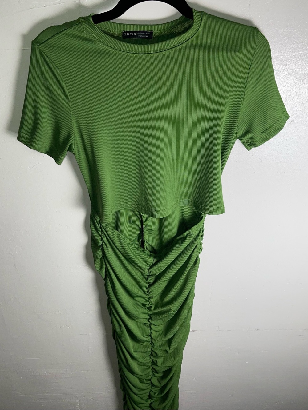 SHEIN Olive Green Ruched Maxi Dress with Crop Top
